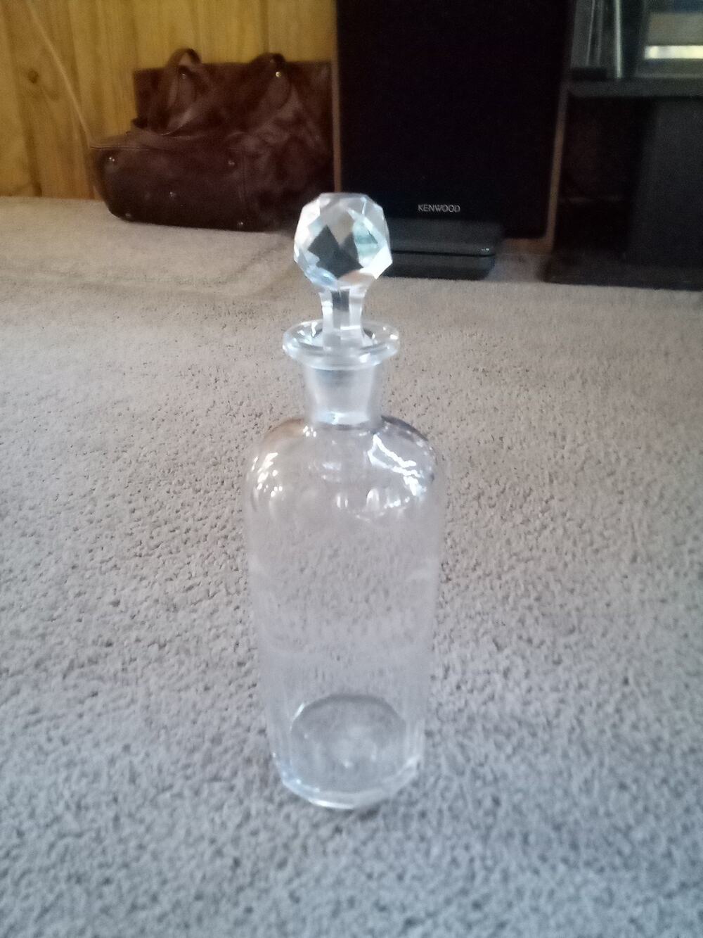 Vintage Cologne bottle apothecary jar etched blown Glass